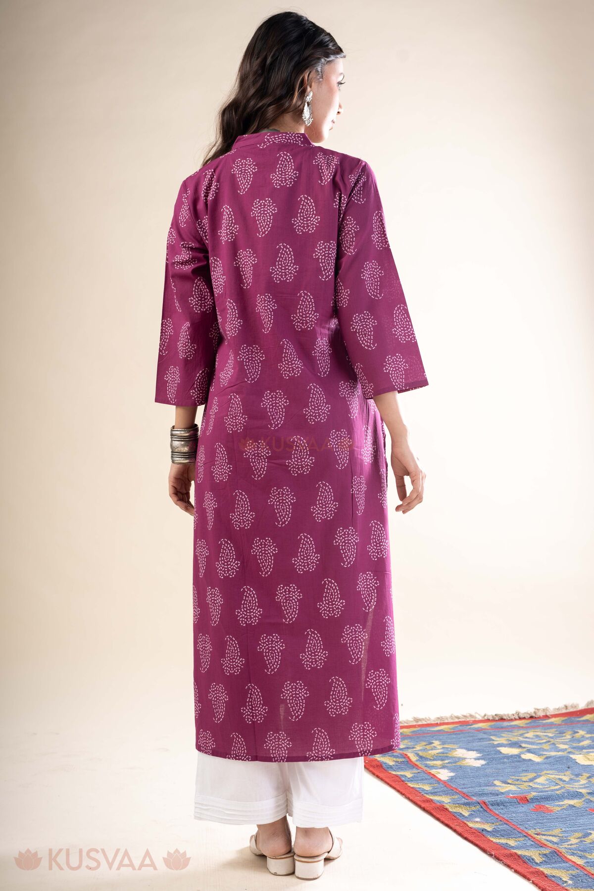 Image for Kusvaa Wkr349 Harshini Cotton Straight Fit Kurta Back