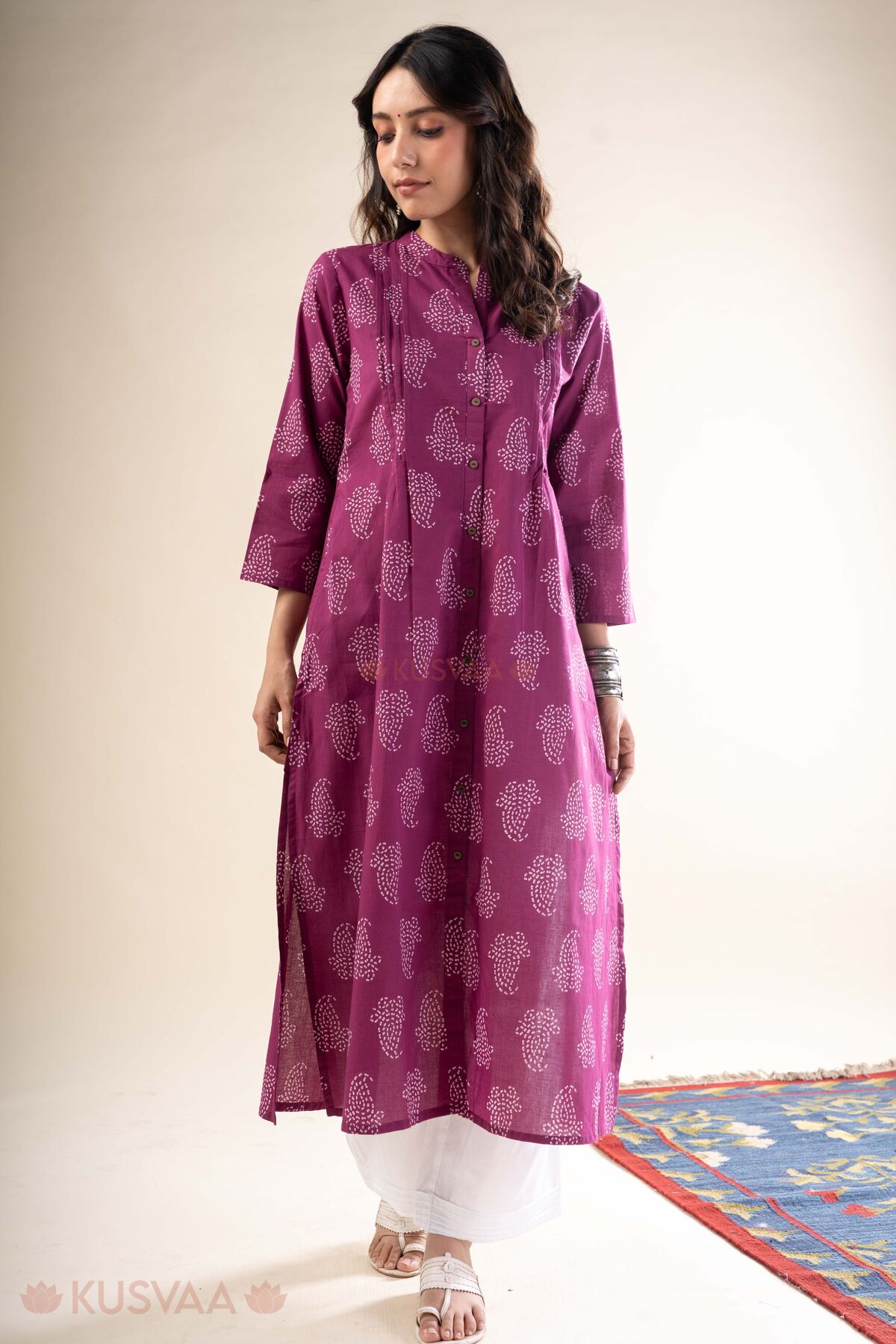 Image for Kusvaa Wkr349 Harshini Cotton Straight Fit Kurta Front