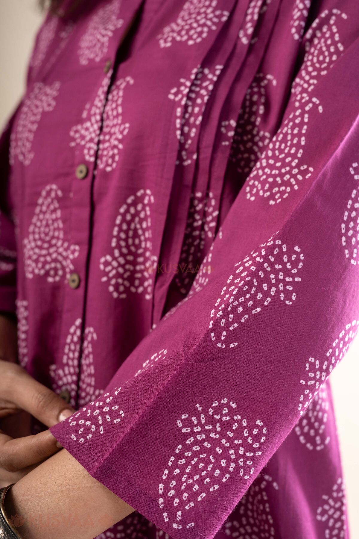 Image for Kusvaa Wkr349 Harshini Cotton Straight Fit Kurta Sleeve