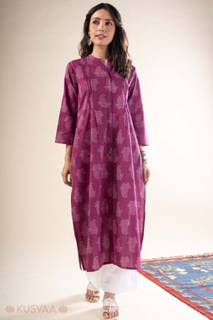 Image for Kusvaa Wkr349 Harshini Cotton Straight Fit Kurta Walking