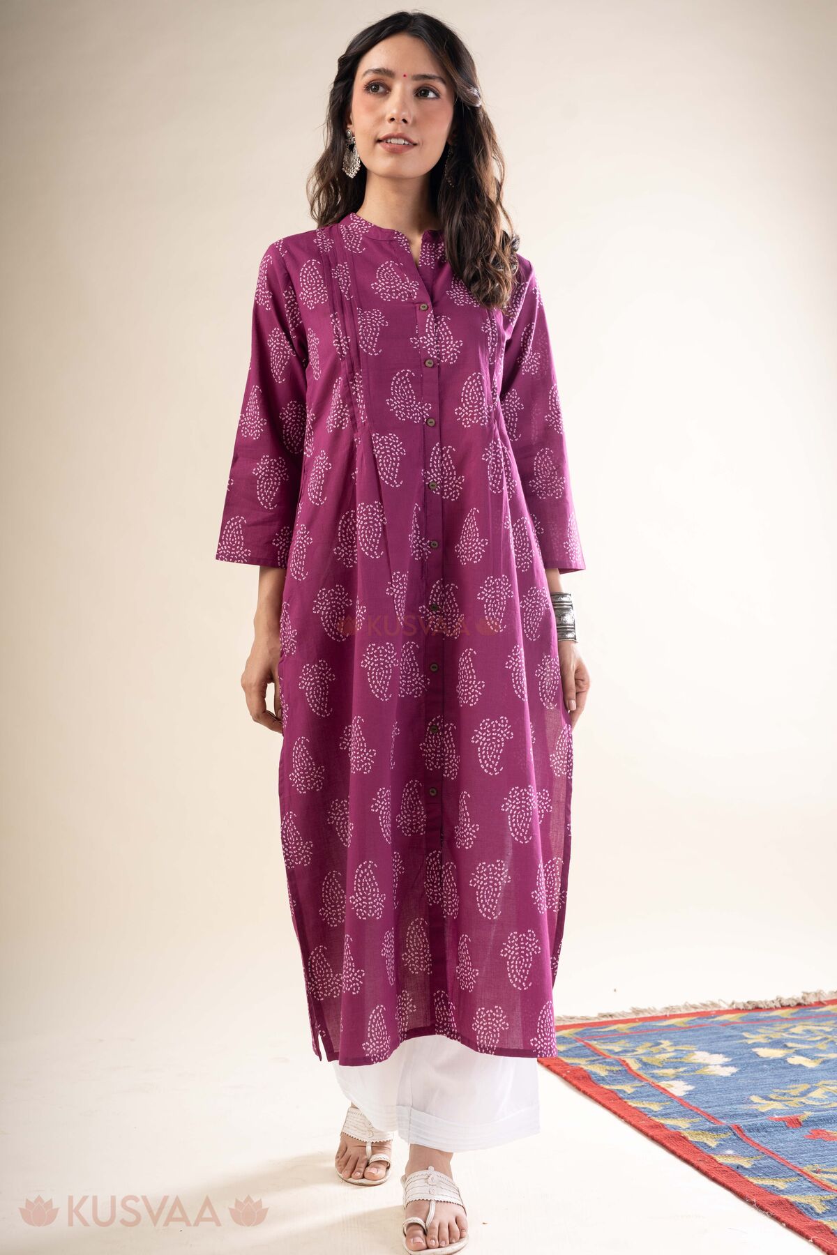 Image for Kusvaa Wkr349 Harshini Cotton Straight Fit Kurta Walking