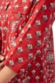 Image for Kusvaa Wkr368 Jaina Handblock Kalidaar Cotton Red Kurta Sleeve
