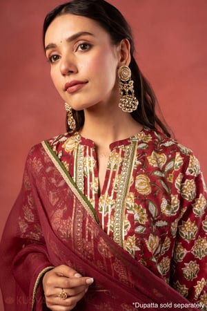 Image for Kusvaa Wkr371 Bhadra Handblock Cotton A Line Kurta Featured