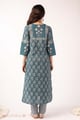 Image for Kusvaa Wkr374 Eshika Handblock Cotton Straight Fit Kurta Back