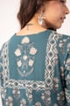 Image for Kusvaa Wkr374 Eshika Handblock Cotton Straight Fit Kurta Detailing