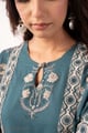 Image for Kusvaa Wkr374 Eshika Handblock Cotton Straight Fit Kurta Nack
