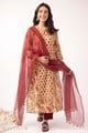 Image for Kusvaa Wkr375 Chhavi Handblock Cotton Straight Fit Kurta Dupatta