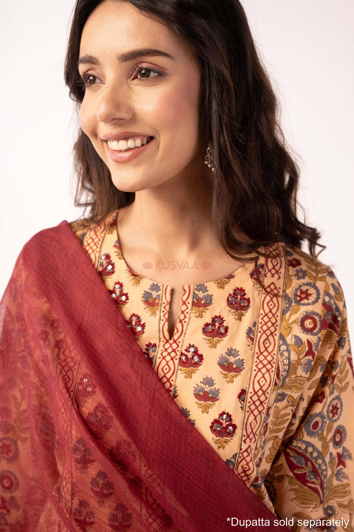 Image for Kusvaa Wkr375 Chhavi Handblock Cotton Straight Fit Kurta Featured