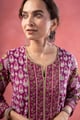 Image for Kusvaa Wkr380 Udaya Handblock Purple A Line Kurta Closeup