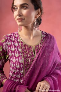 Image for Kusvaa Wkr380 Udaya Handblock Purple A Line Kurta Featured