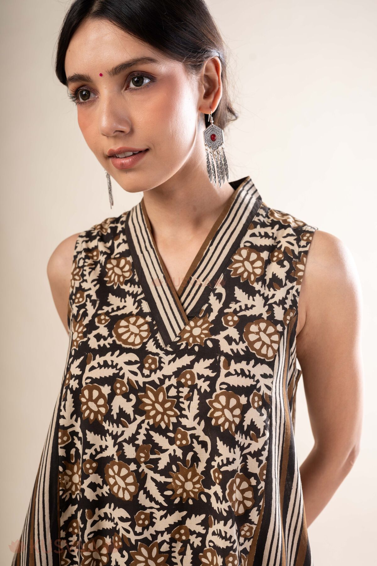 Image for Kusvaa Wkr384 Kashika Cotton Black A Line Kurta Featured