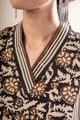 Image for Kusvaa Wkr384 Kashika Cotton Black A Line Kurta Neck