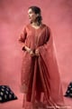 Image for Kusvaa Wkr388 Kajal Cahnderi Handwork Kurta Dupatta1