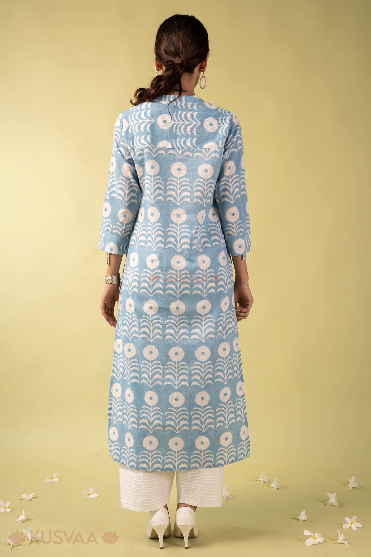Image for Kusvaa Wkr393 Eshana Handblock Cotton Kurta Back