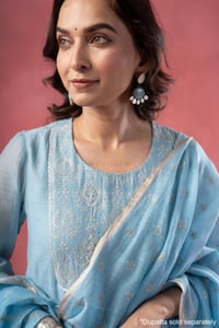 Image for Kusvaa Wkr396 Jiya Chanderi Silk Blue Kurta Featured