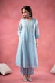 Image for Kusvaa Wkr396 Jiya Chanderi Silk Blue Kurta Front