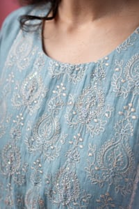 Image for Kusvaa Wkr396 Jiya Chanderi Silk Blue Kurta Nack