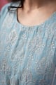 Image for Kusvaa Wkr396 Jiya Chanderi Silk Blue Kurta Nack