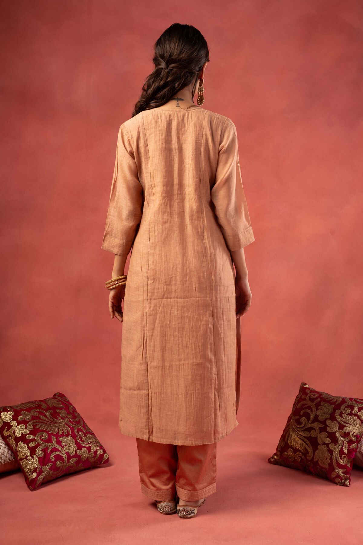 Image for Kusvaa Wkr397 Geeta Chanderi Silk Kurta Back