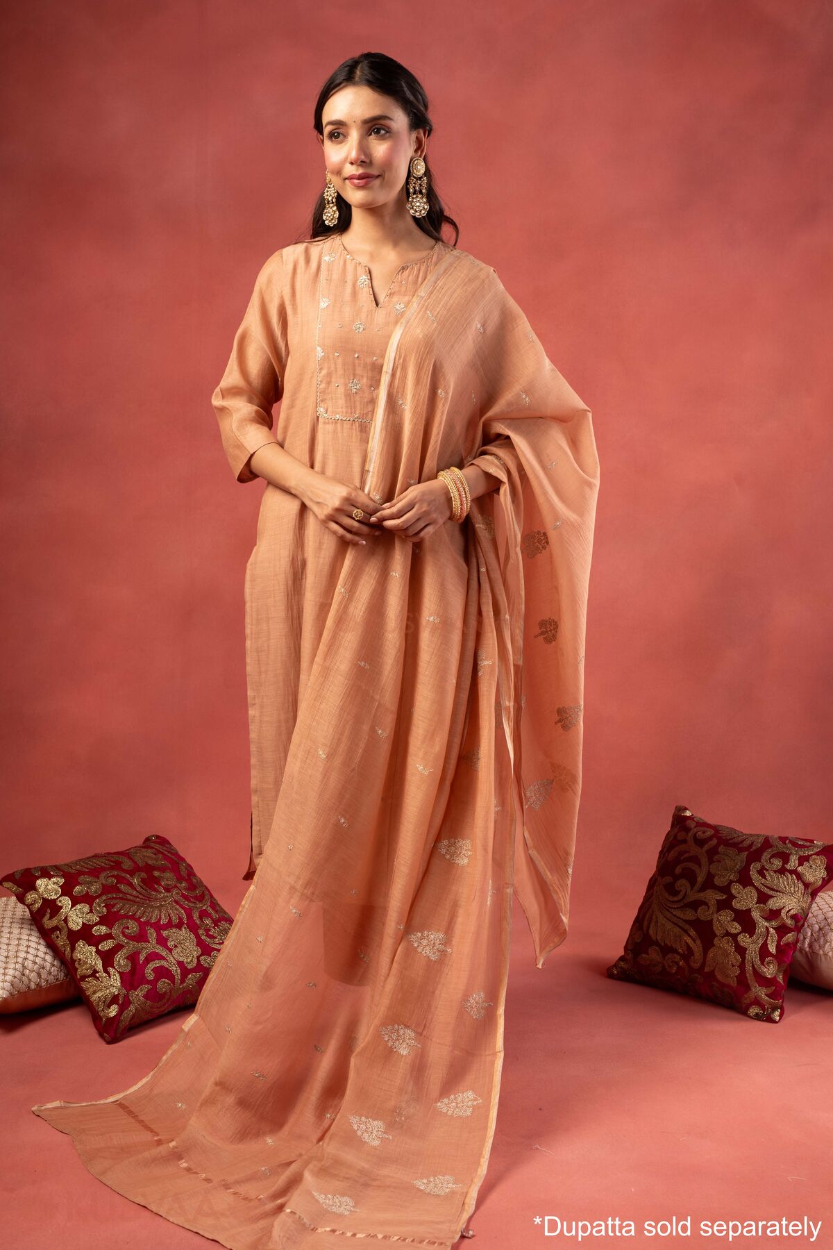 Image for Kusvaa Wkr397 Geeta Chanderi Silk Kurta Dup