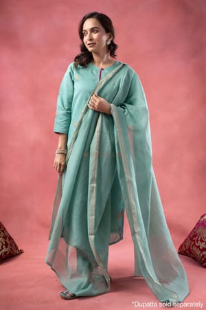 Image for Kusvaa Wkr399 Juhi Chanderi Straight Kurta Dupatta