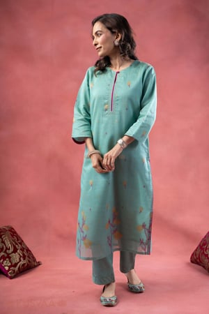 Image for Kusvaa Wkr399 Juhi Chanderi Straight Kurta Front