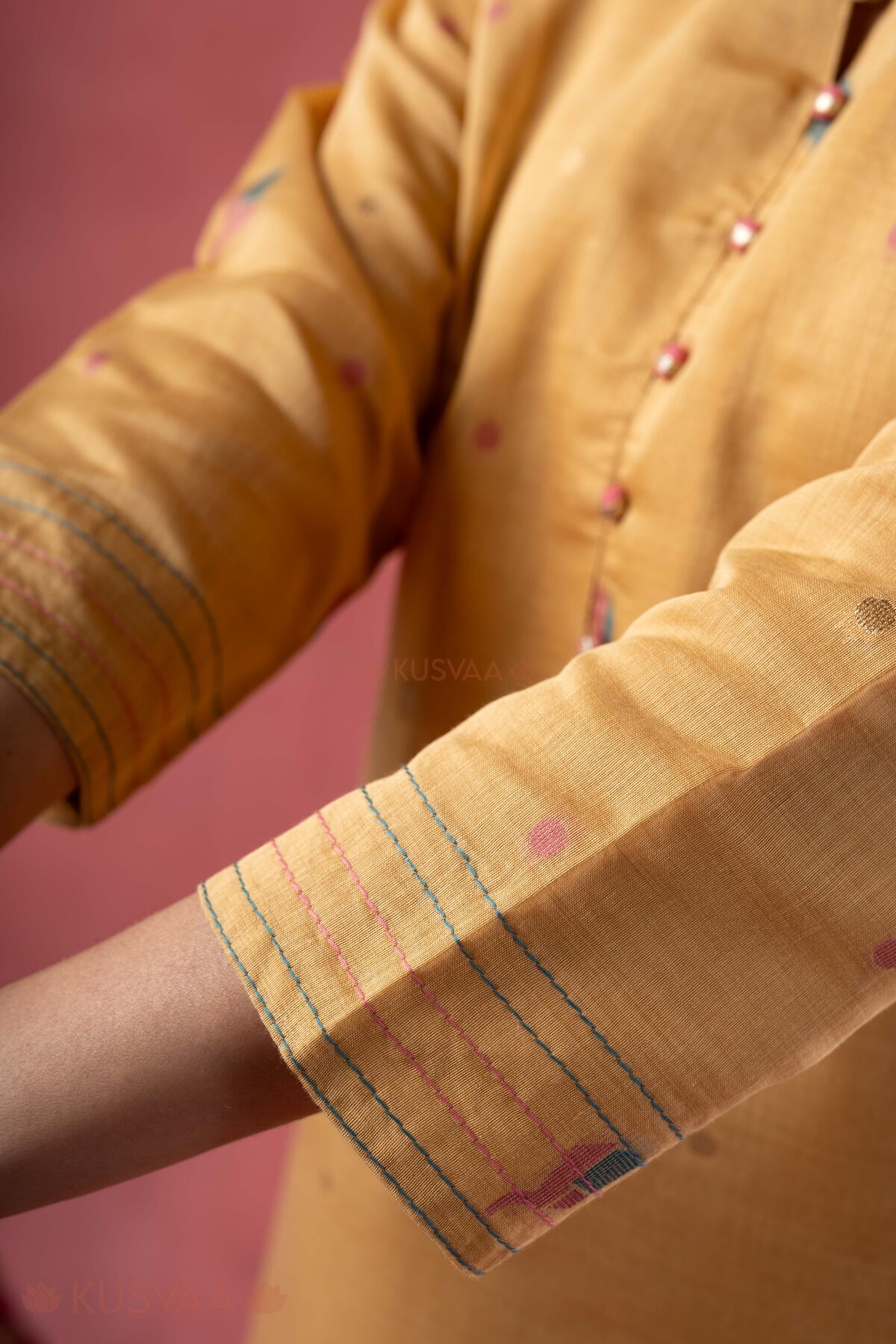 Image for Kusvaa Wkr400 Jyoti Chanderi Straight Kurta Sleeve