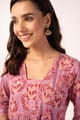 Image for Kusvaa Wkr402 Janvi Handblock A Line Kurta Closeup