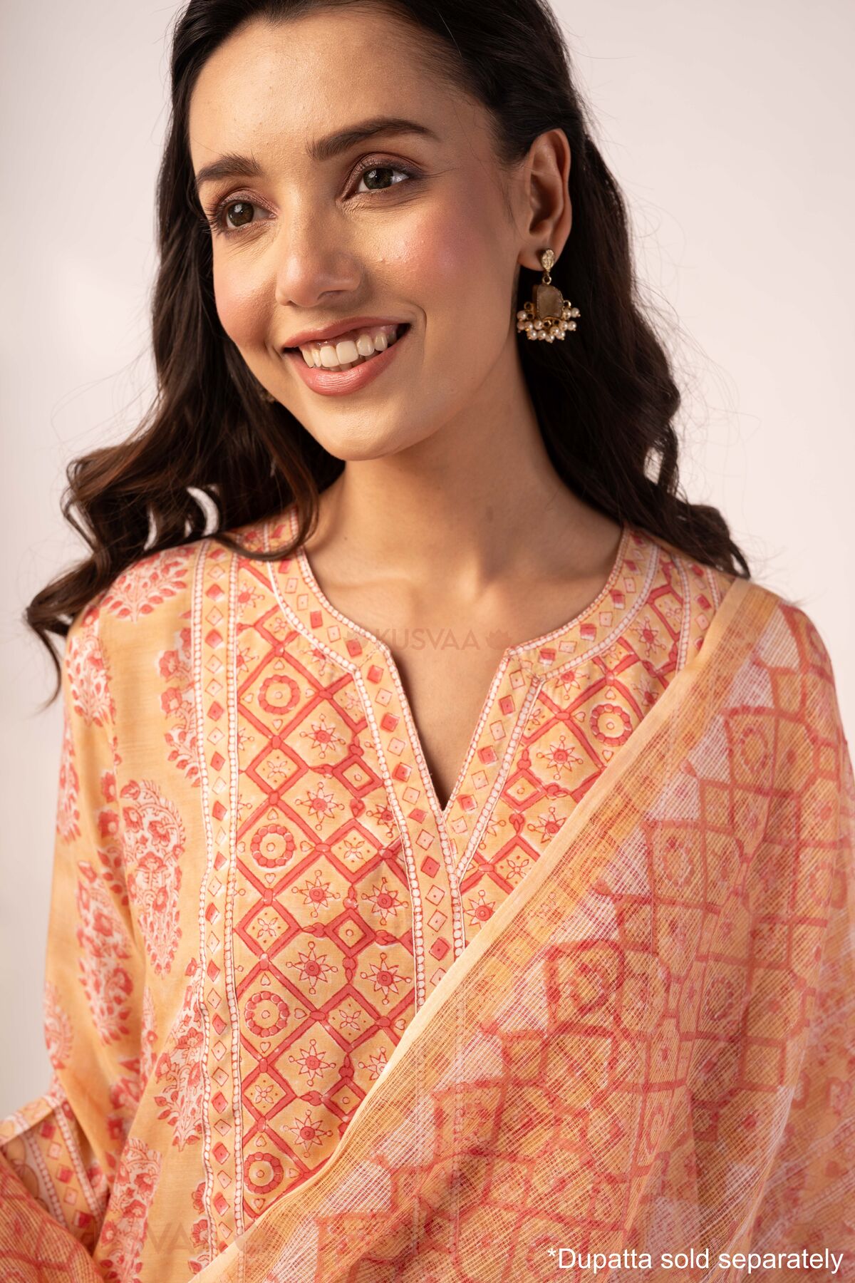 Image for Kusvaa Wkr403 Lata Handblock Muslin Kurta Featured