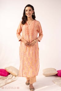 Image for Kusvaa Wkr403 Lata Handblock Muslin Kurta Style