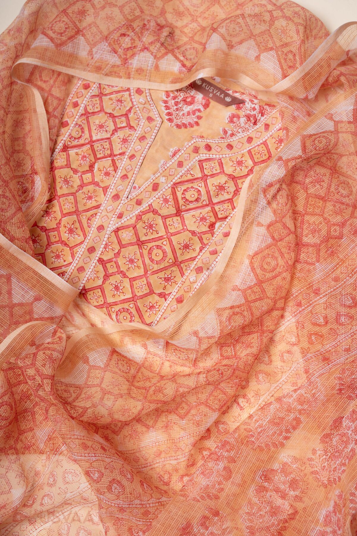 Image for Kusvaa Wkr403dup Lata Handblock Kota Dupatta Front