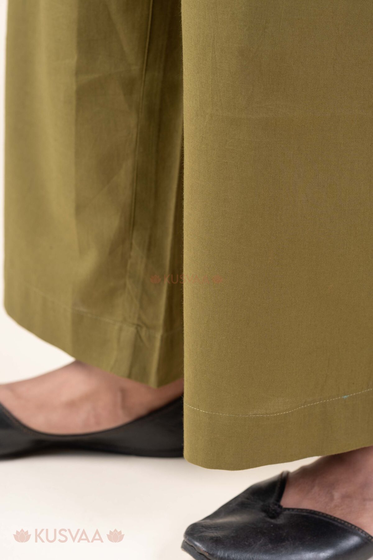 Image for Kusvaa Wsp02 Olive Green Cotton Palazzo With Pocket Bottom