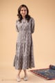 Image for Kusvaa Dr126 Sima Handblock Cotton A Line Dress Styling