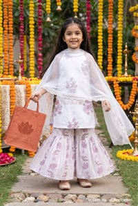 Image for Kusvaa Grw144 Vishakha Girls Cotton Kurta Sharara Dupatta Set Ai