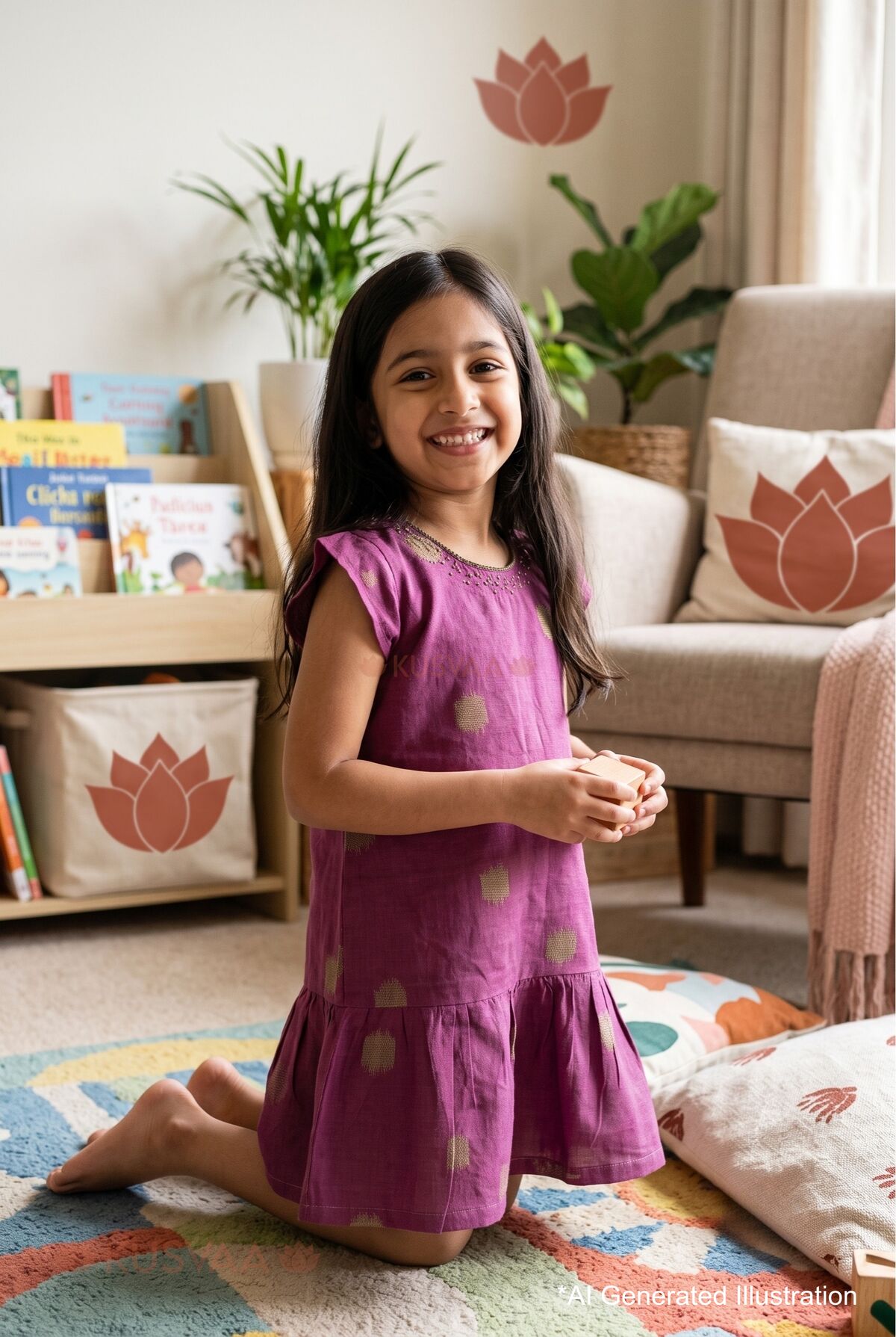 Image for Kusvaa Grw159 Mani Handloom Cotton Girls Dress Ai