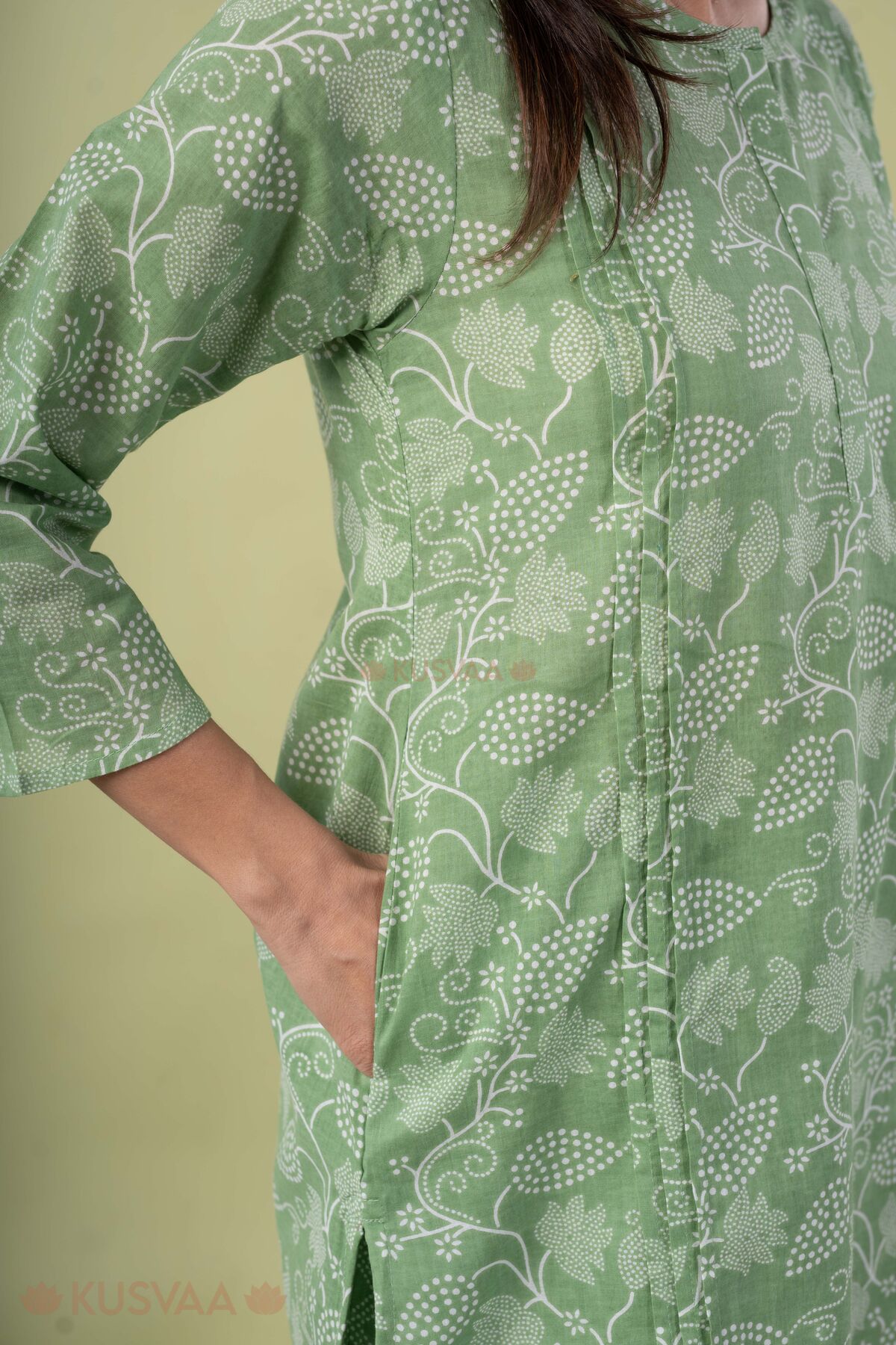 Image for Kusvaa Lwj016 Gulab Cotton Green Nightsuit Set Pocket