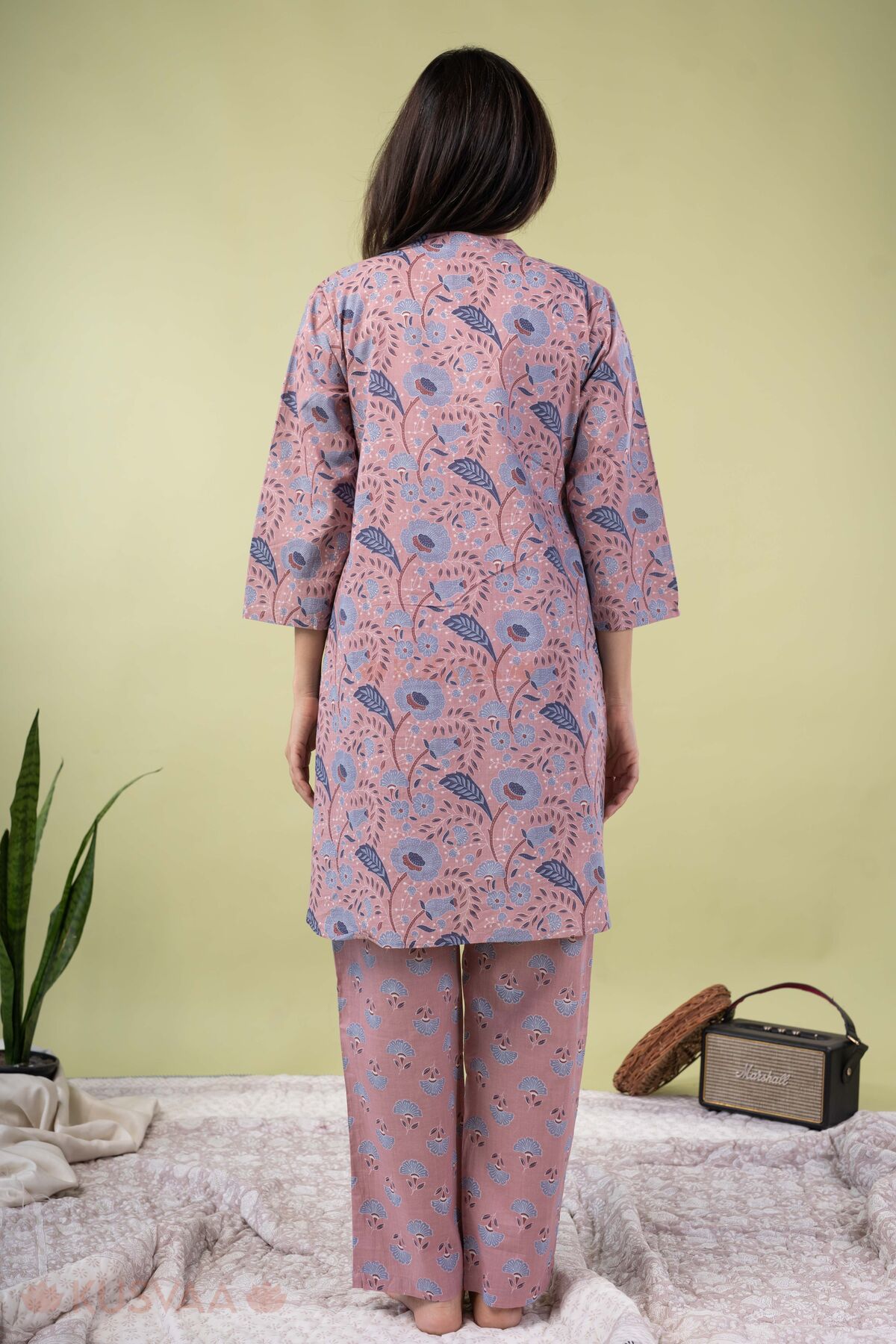 Image for Kusvaa Lwj017 Hansa Cotton Green Nightsuit Set Back