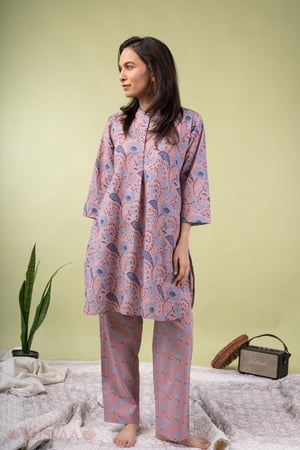 Image for Kusvaa Lwj017 Hansa Cotton Green Nightsuit Set Side