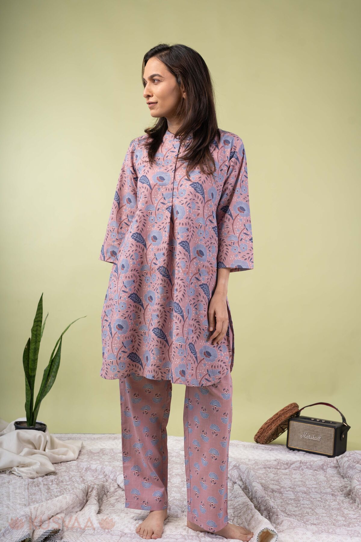 Image for Kusvaa Lwj017 Hansa Cotton Green Nightsuit Set Side