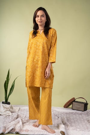 Image for Kusvaa Lwj019 Bhanu Cotton Yellow Nightsuit Set Featured