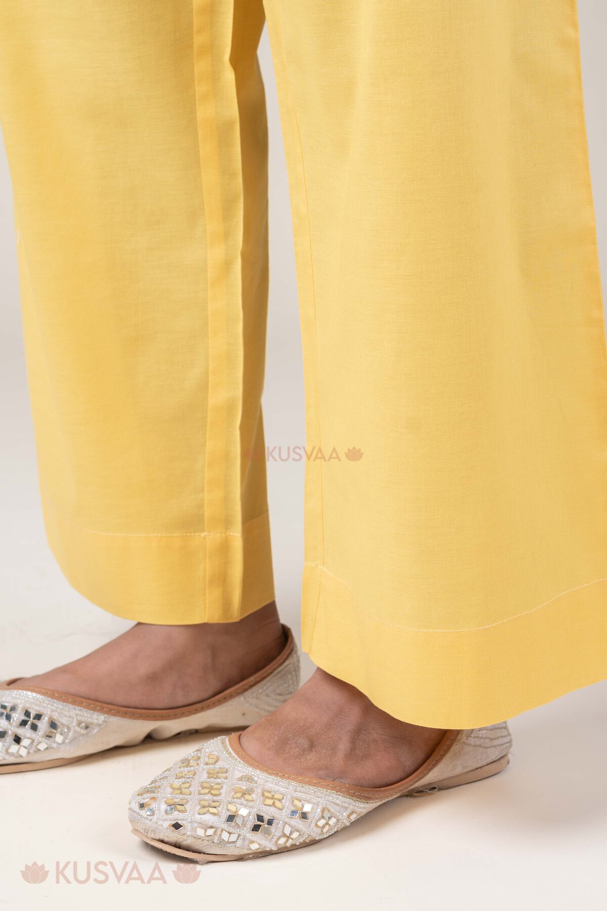 Image for Kusvaa Plz006 Lemon Yellow Indrani Cotton Pant Lemon Yellow Bottom