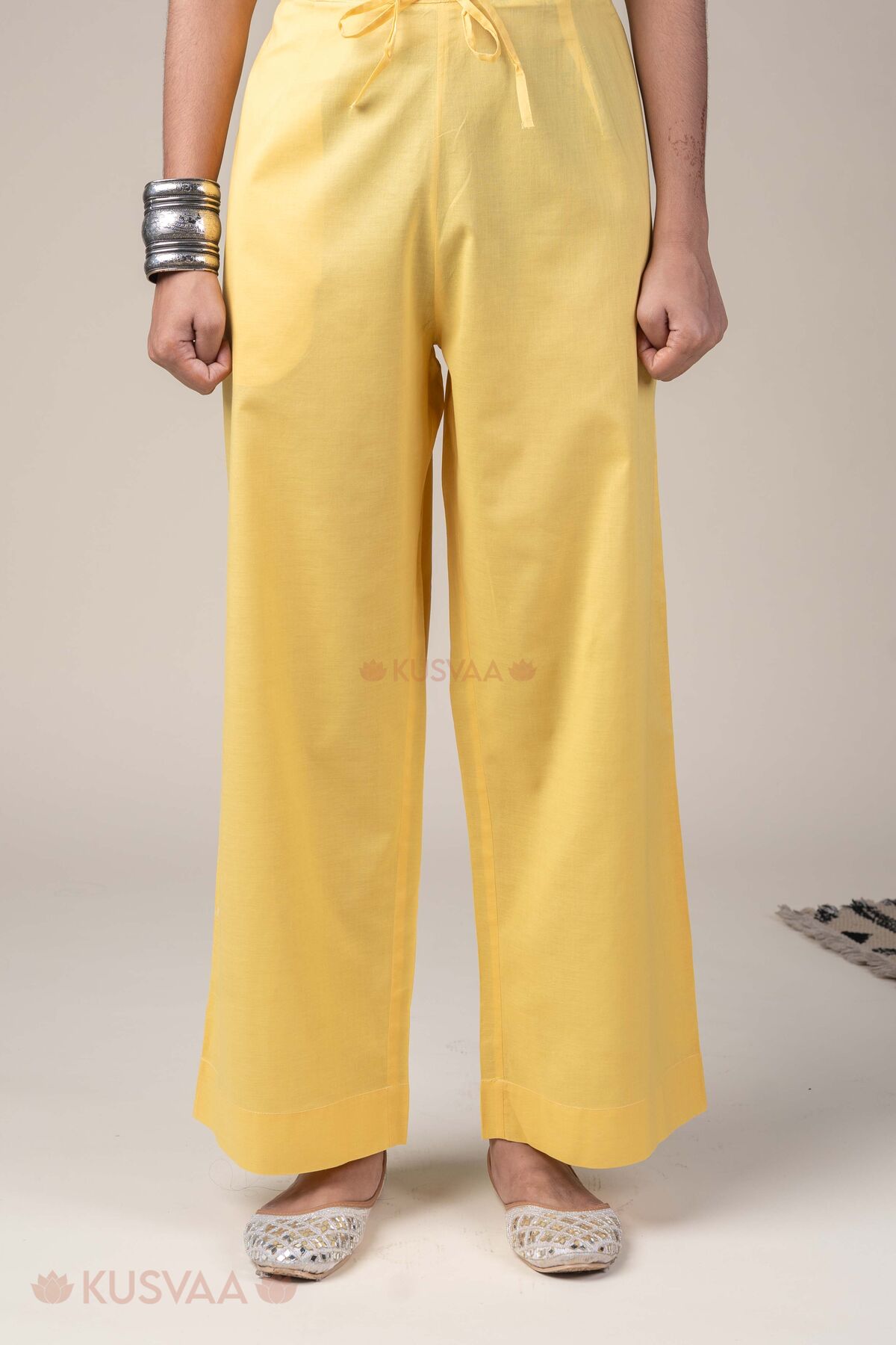 Image for Kusvaa Plz006 Lemon Yellow Indrani Cotton Pant Lemon Yellow Featured