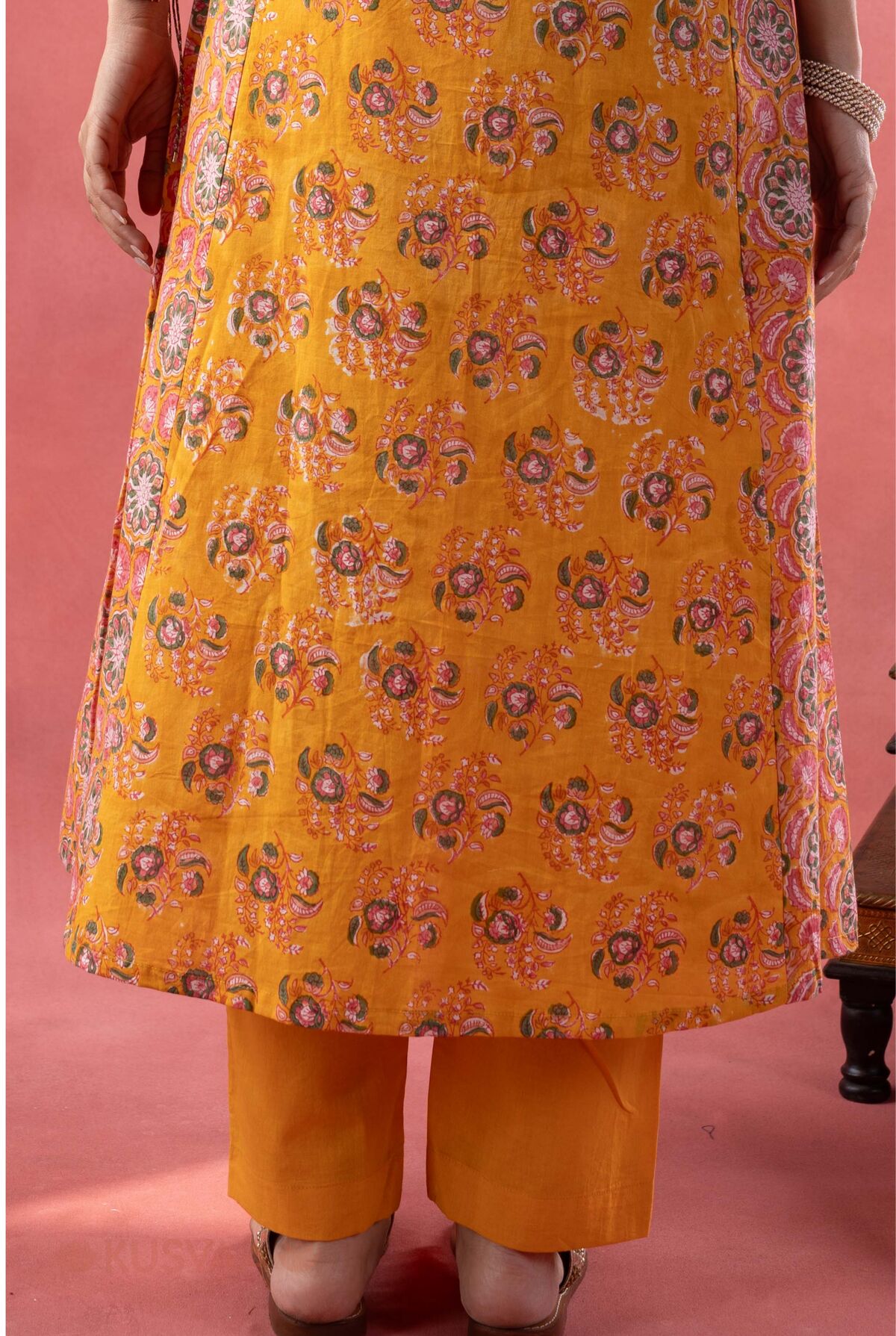 Image for Kusvaa Plz006 Light Orange Charvi Cotton Pant Closeupback