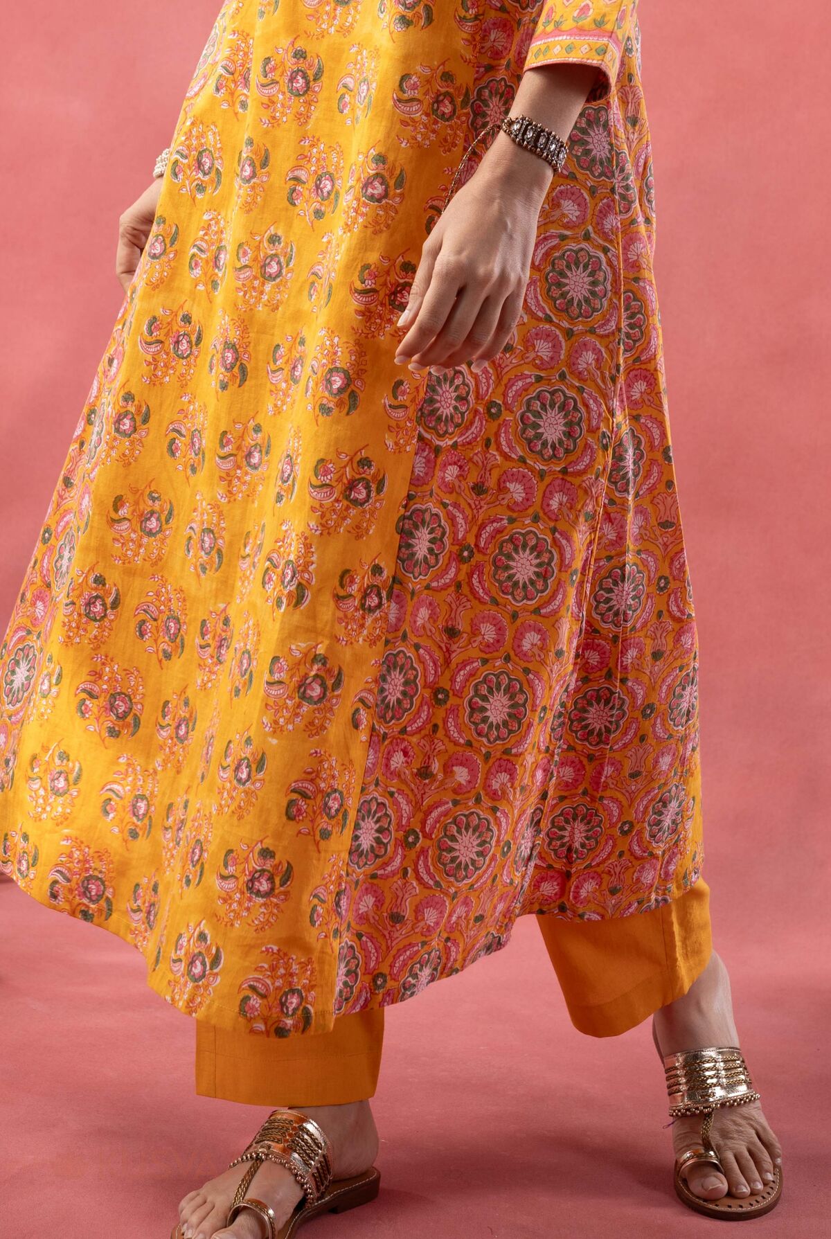 Image for Kusvaa Plz006 Light Orange Charvi Cotton Pant Closeupfront