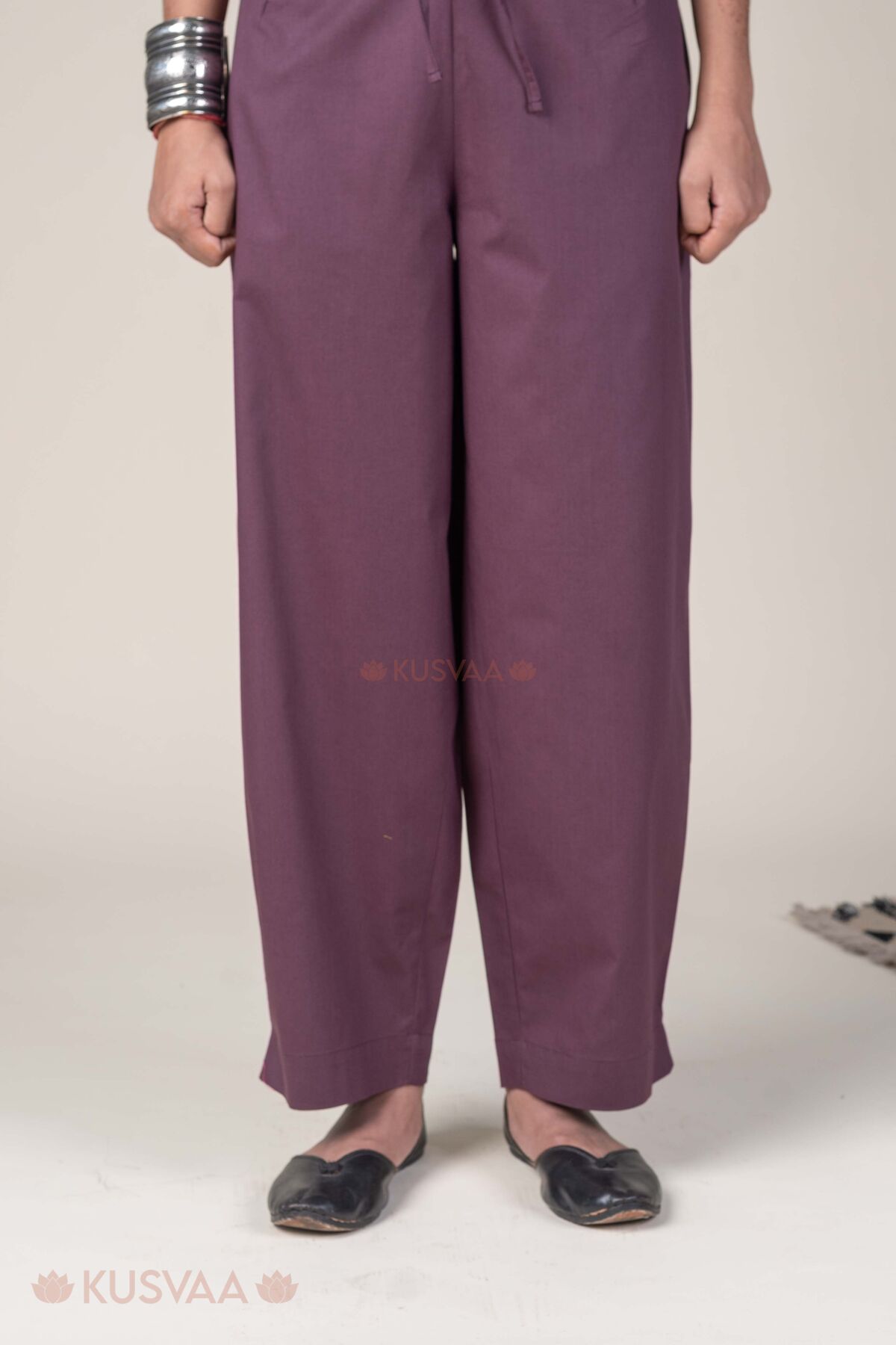 Image for Kusvaa Pnt006 Dark Wine Devika Cotton Pant Dark Wine Featured