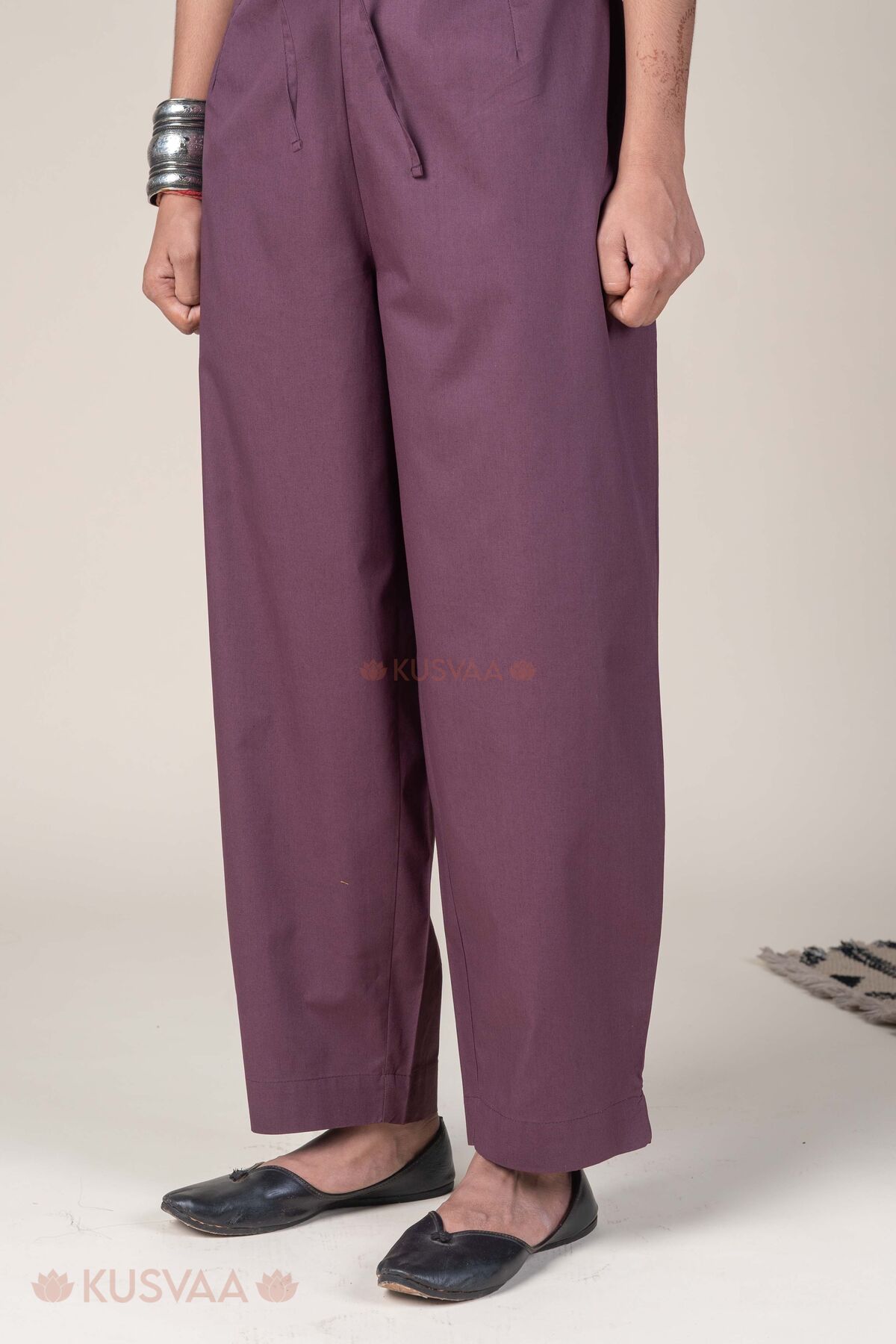 Image for Kusvaa Pnt006 Dark Wine Devika Cotton Pant Dark Wine Side