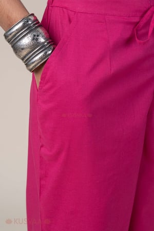 Image for Kusvaa Pnt020 Magenta Devika Cotton Pant Magenta Pocket
