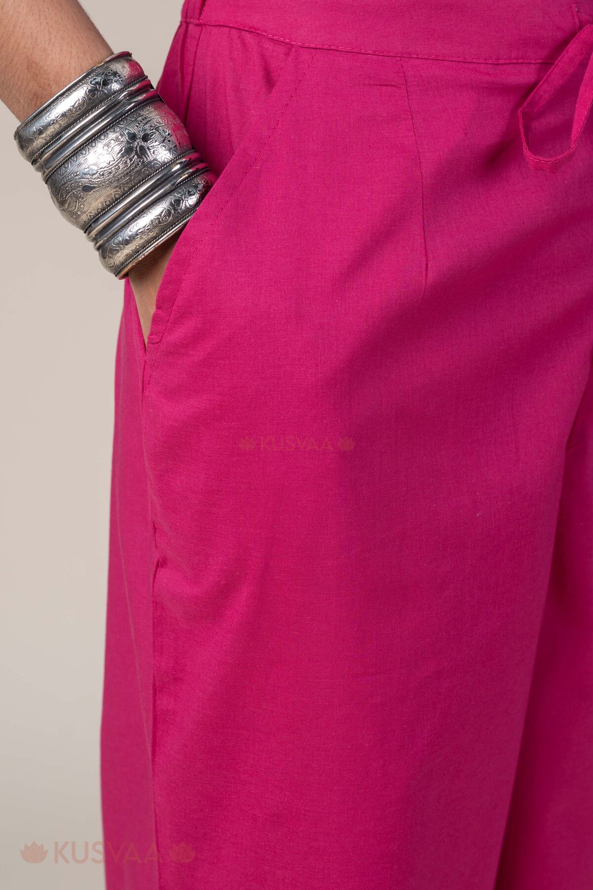 Image for Kusvaa Pnt020 Magenta Devika Cotton Pant Magenta Pocket