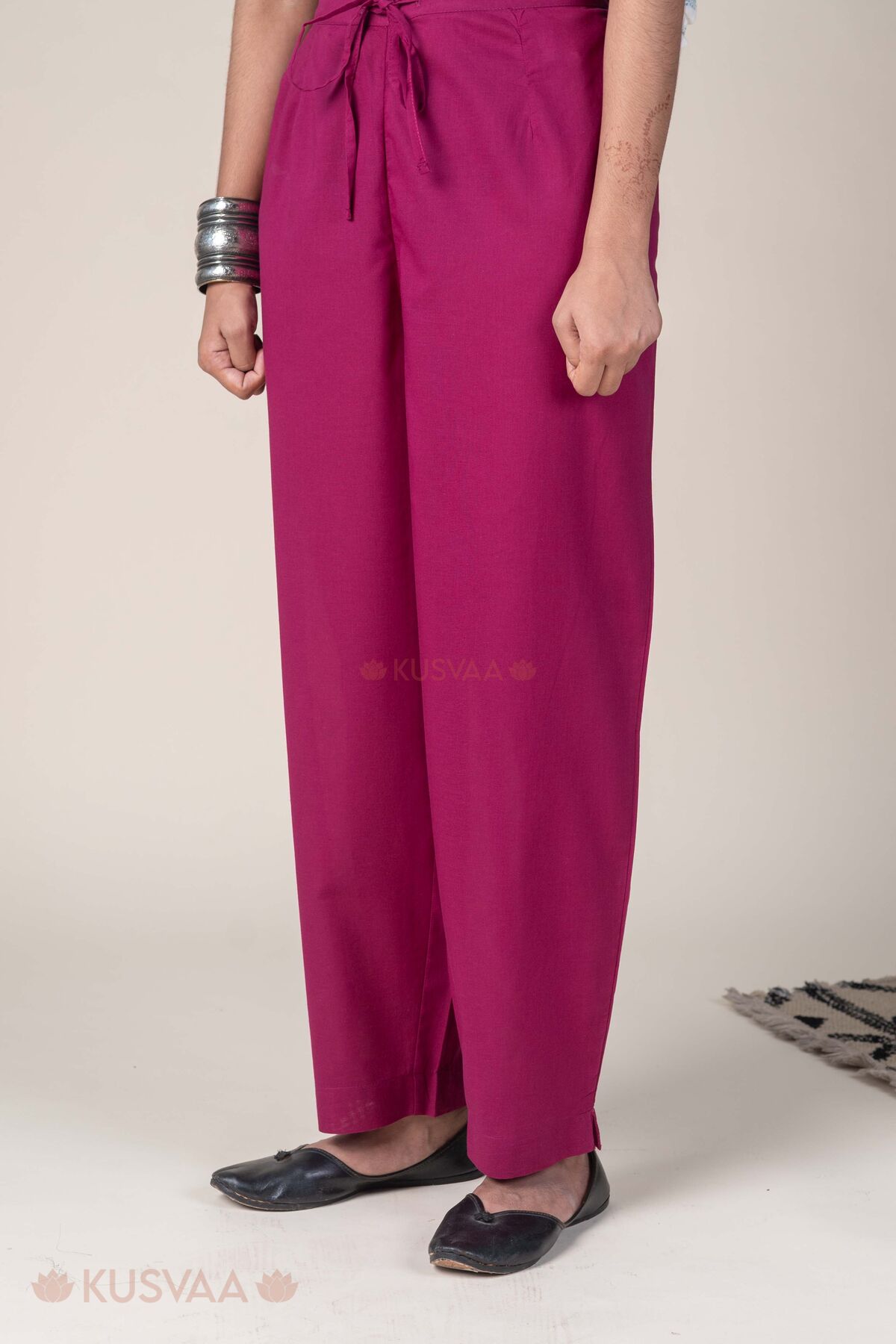 Image for Kusvaa Pnt020 Purple Devika Cotton Pant Purple Side