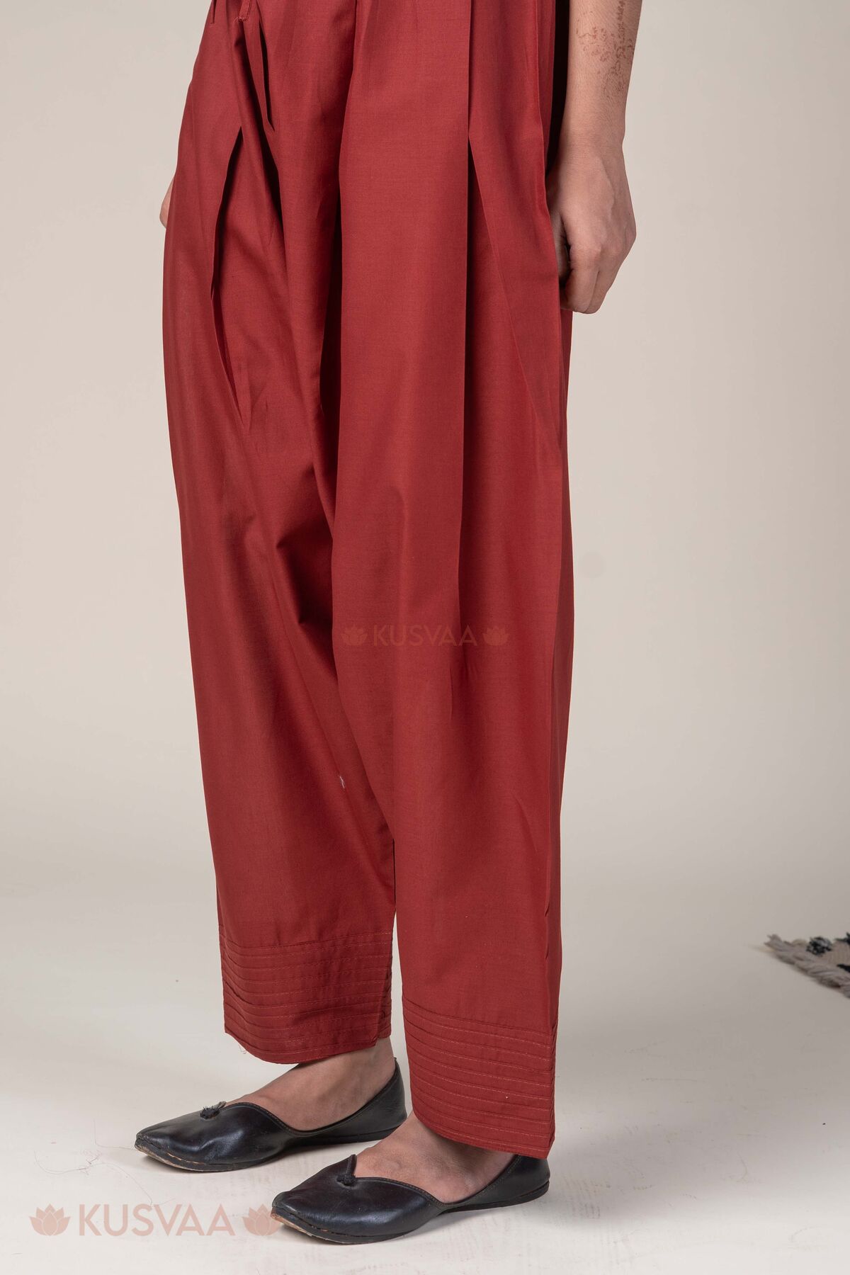 Image for Kusvaa Pnt021 Dark Rust Devika Cotton Pant Dark Rust Side